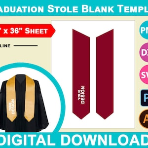 Graduation stole blank template, Sublimation, Canva, SVG, DXF, Dwg, Ai, Png, Psd, PDF 24&quot;x36&quot; sheet, Printable