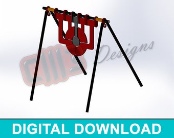 Portable AR500 Swinging Bullseye Shooting Target - DXF files - V1 - Digital Download