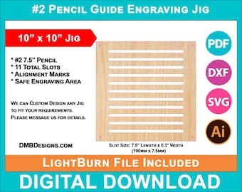 Gravuremal met potloodgeleider nummer twee, 11 sleuven nr. 2, potloden nr. 2, SVG, LightBurn, xtool, omtech-laser CO2, digitale download