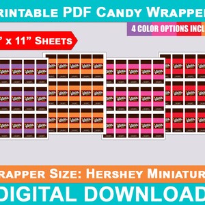 Wonka Bar Labels Mini Miniatures Size Chocolate Bar Wrappers Candy Label Willy Wonka Birthday ...