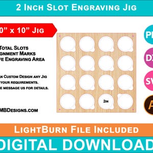 2inch Diameter pocket Engraving Jig, 16 Round Circle Grid Slots Template, SVG, LightBurn, xtool, omtech laser CO2