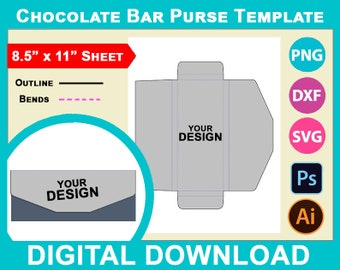 Sjabloon chocoladereep portemonnee, 1,55 oz chocoladereep portemonnee, SVG, canva, dxf, png, psd, vel 8,5 x 11 inch, afdrukbaar