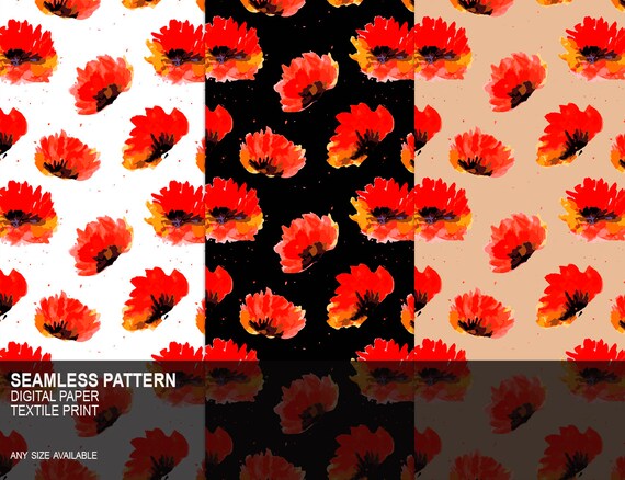 seamless JPEG floral pattern surface pattern design abstract green and red rose pattern floral digital paper Instant Download