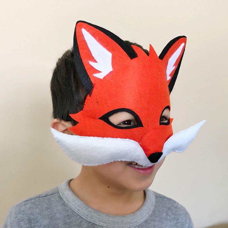 Red Fox Mask Felt Maskfox Mask Animal Mask Etsy
