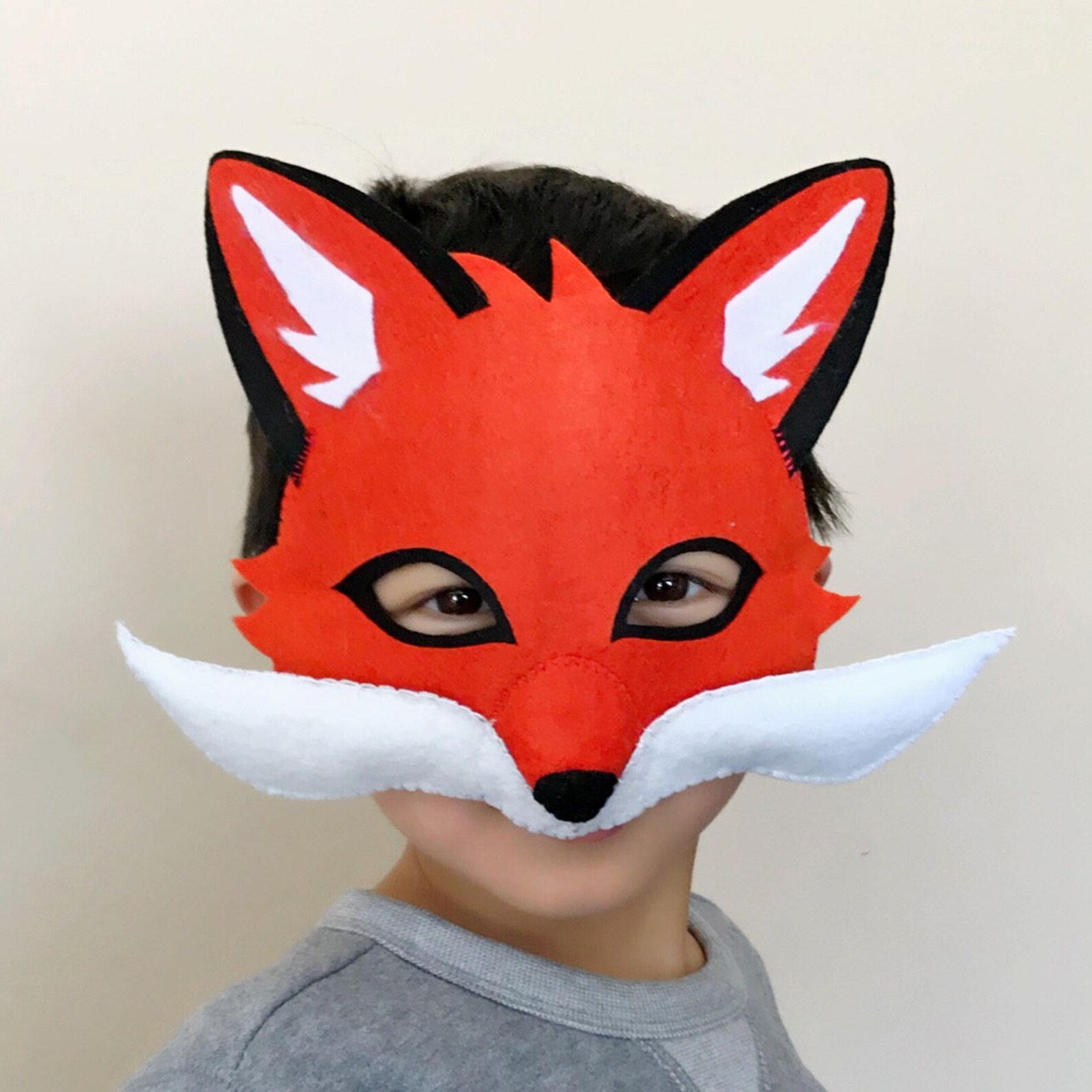 Red fox mask felt maskfox mask animal mask Etsy