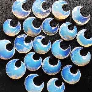 Opalite Moon, Rose Quartz Moon & Black Obsidian Moon Crescent Moon Stones Amazing Blue, Pink and Black Stone Metaphysical Crystal Stone V123