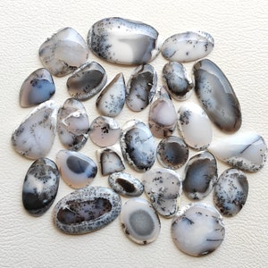 Natural White & Black Dendrite Opal Cabochon Mix Shape And Size Dendritic Opal Agate Stone Wholesale Gemstone Smooth Polished Gemstone V113