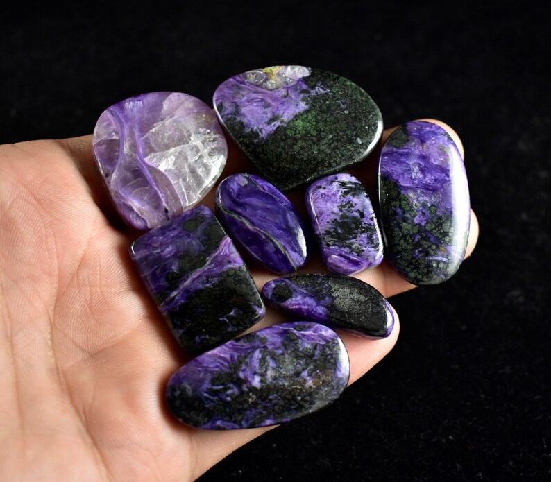 320 ct Natural purple Charoite cabochon Mix 8pcs Wholesale lot gemstone russian chatoyant charoite designer Charolite cabs for jewellery 897