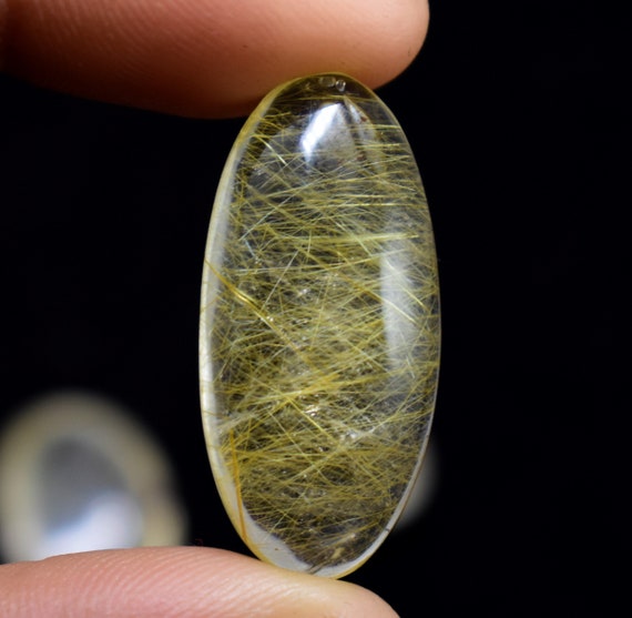 ANELLO QUARZO RUTILATO CABOCHON TONDO REALIZZATO IN ORO