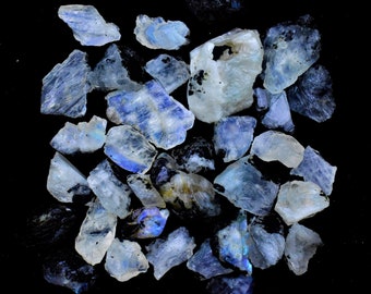 500 Carat 15-20 Pieces Big Size Natural Rainbow Moonstone Rough Wholesale Moonstone Rough Gemstone For Jewelry Blue Fire Raw Moonstone V57-4