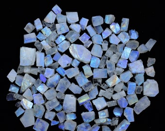 Sliced Moonstone Rough Natural Rainbow Blue Sheen Small Size Wholesale Moonstone Raw Rough Slices Blue Moonstone Slices Loose Gemstones V56