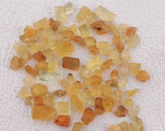 50ct Wholesale Heliodor Raw Rough Golden Beryl Yellow Aquamarine Rough Mineral Crystal Small Size Heliodor Rock Chips Rough Gemstone V99-1