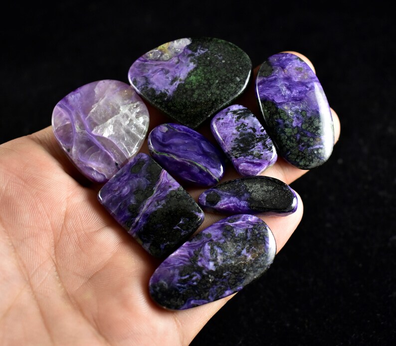 320 ct Natural purple Charoite cabochon Mix 8pcs Wholesale lot gemstone russian chatoyant charoite designer Charolite cabs for jewellery 897