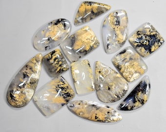 250ct 8-10pcs natürliche Dendrite Achat Edelstein lose Stein Großhandel Tiger Dendrite Achat Cabochon lose Dendrite Edelstein für Schmuck V72-3