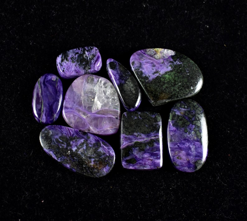 320 ct Natural purple Charoite cabochon Mix 8pcs Wholesale lot gemstone russian chatoyant charoite designer Charolite cabs for jewellery 897
