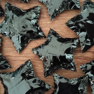 Star Shape Black Obsidian Carved Stone Crescent Star Shape Designer Black Obsidian Carved Stone Hand Crafted Crystal Jewelry Making V127