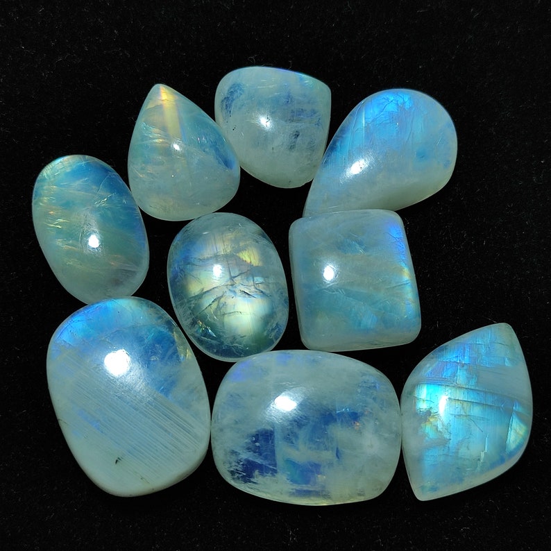 a Quality 250 Carat 14 16pcs Rare Blue Moonstone Cabochon Mix Shape Size Designer Feldspar Moonstone Polished Gemstone For Jewelry V 4 Materials Craft Supplies Tools Kromasol Com