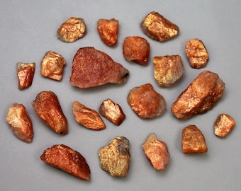 200 Carat 20-22 Pieces AA Quality Sparkle Orange Sunstone Specimen Rough Wholesale Gemstone For Ring Natural Flashy Golden Sunstone V55-3