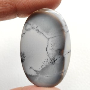 Dendrite Opal Cabochon 65 Carat 48X30X5 MM Oval Shape Natural Dendrite Opal Cabochon Milky Dendritic Opal Moss Agate Polished Gemstone R8440