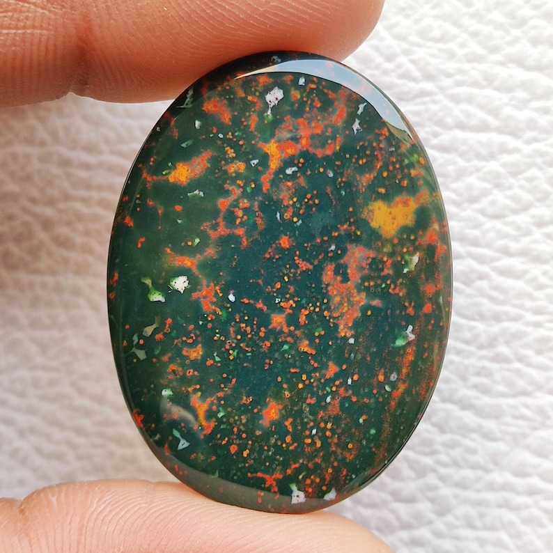 Blood Stone Cabochon 35 Carat 40X30X3 MM Oval Shape Natural Red Blood Stone Cabochon Handmade Smooth Polished Gemstone For Jewelry R7424