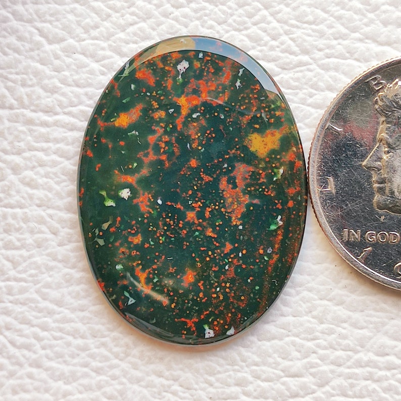 Blood Stone Cabochon 35 Carat 40X30X3 MM Oval Shape Natural Red Blood Stone Cabochon Handmade Smooth Polished Gemstone For Jewelry R7424