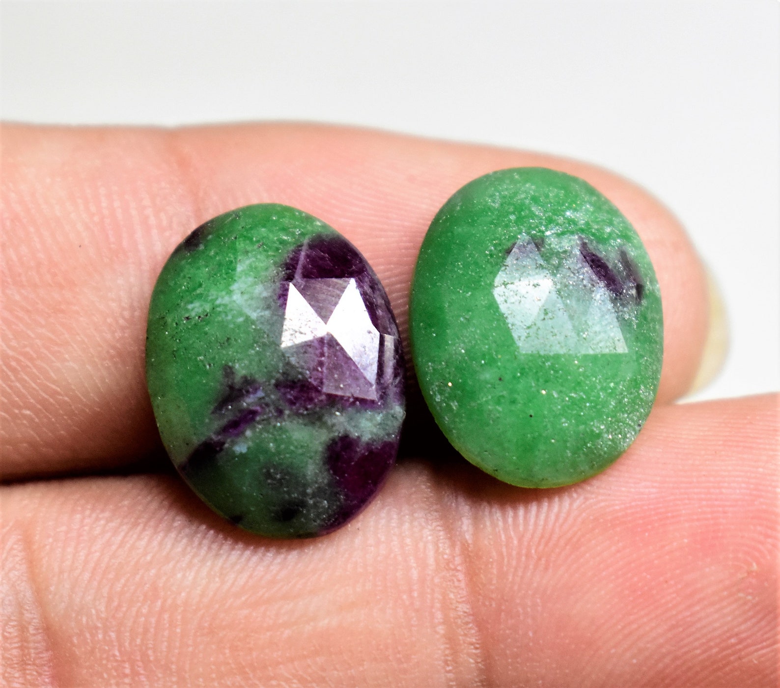 Real Ruby Red Green Faceted Gemstone 13ct Ruby Zoisite Healing Etsy