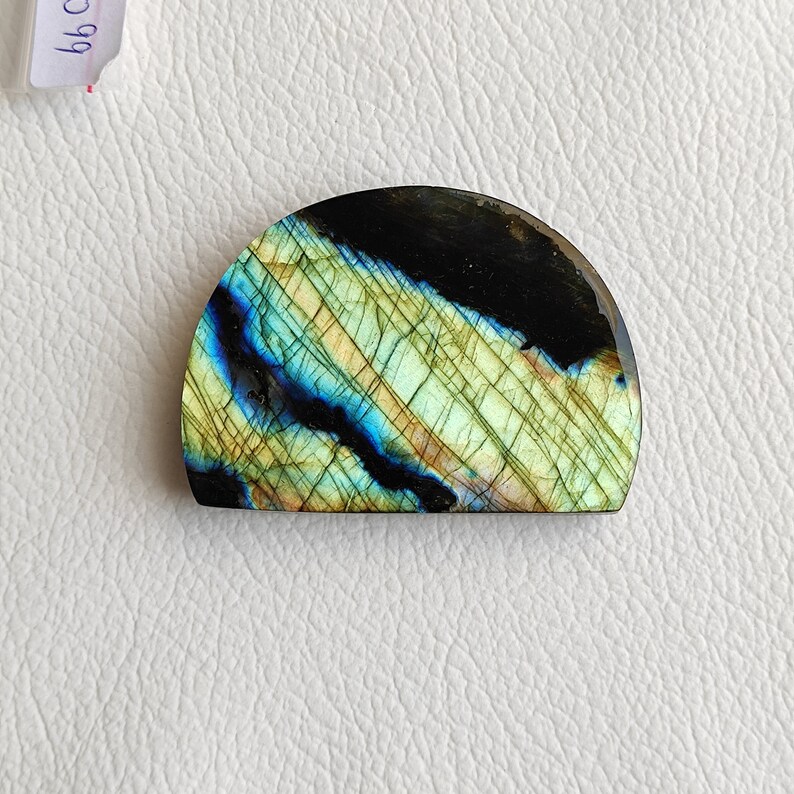 42X57X8 MM D Shape Natural Blue Green Flashy Labradorite Cabochon Big Size Flashy Labrdorite Loose Stone Highly Polished Gemstone R7099