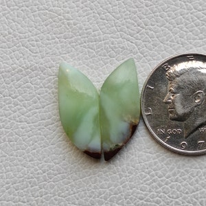 Forma única rara crisoprasa verde cabujón 30ct par crisoprasa piedra mineral curativa piedra preciosa pulida lisa para envoltura de alambre R12029