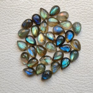 10X7 MM Tear Drop Shape Natural Multi Colour Flashy Labradorite Cabochon Handmade Gemstone Smooth Polished Stone Labradorite Gemstone V95-5