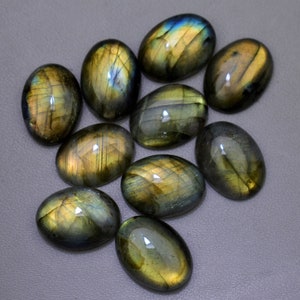 10pcs Vente en gros Lot 16X12 MM Forme ovale Calibré Labradorite Flatback Cabochon Labradorite Smooth Polished Gemstone For Jewelry V5038