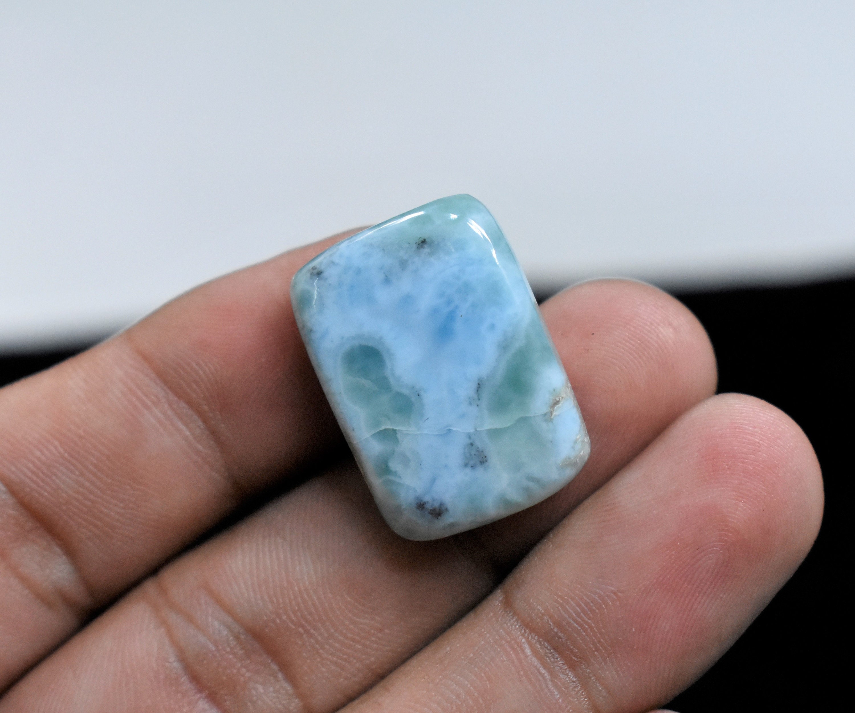 Natural Rare Dominican Republic Larimar Gemstone Ocean Blue Etsy