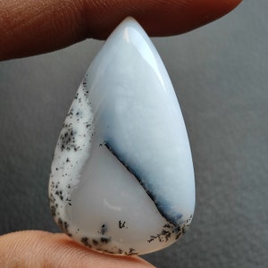 100% Natural black white dendrite opal cabochon pear shape designer dendritic agate stone smooth polished gemstone for jewelry making R12038