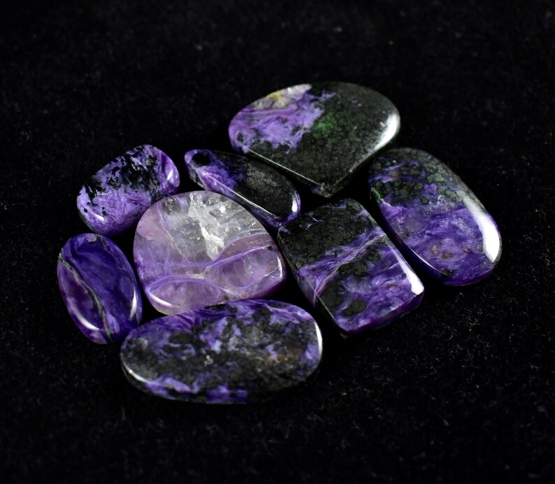 320 ct Natural purple Charoite cabochon Mix 8pcs Wholesale lot gemstone russian chatoyant charoite designer Charolite cabs for jewellery 897