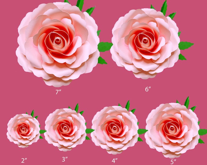 Tiny Rose 13 PDF | 6 Sizes 2-7 Inches Paper Flowers when made | Printable 3D Flower Templates | Flower Stencil Pattern for Weddings n Events