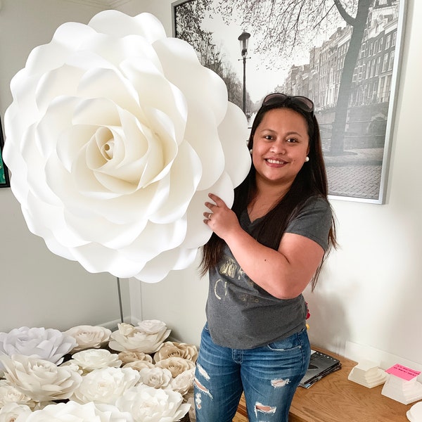 GIANT PAPER ROSE Template Svg Xl Full Size Rose 6, Diy Paper Roses, Paper Craft Gift, Floral Wall Decor, Wedding Paper Flowers