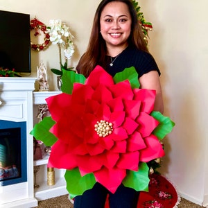 PDF 25&quot; Giant Poinsettia Paper Flower Templates 3d DIY Paper flower  Christmas Decor DIY Digital Printable Trace cut Files handmade decor