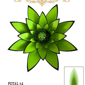 PDF Petal 4 Paper Flowers Template With Base &amp; Flat Center Printable ...