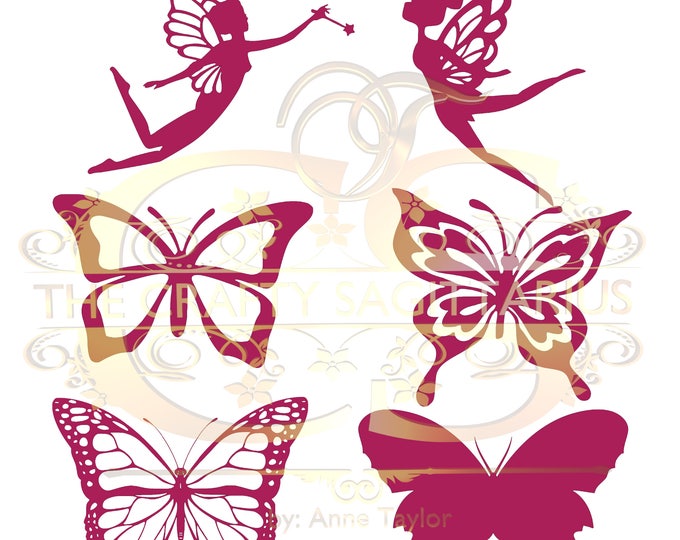 Svg/PNG Set 2-6 different Fairies & Butterflies for Paper Flowers- MACHINE use Only (Cricut and Silhouette) for Magical n Enchanting Looks