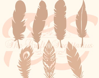 SVG Feathers Set-7 Kinds for your Paper Flower Arrangements- MACHINE use Only (Cricut n Silhouette) DIY & Handmade to Boast Bohemian looks