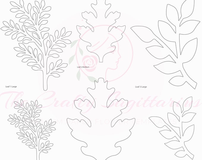 PDF Set 1 Leaves 3 different styles, 2 different Sizes Easy to Trace n Cut Greenery Pattern For your Paper Flowers and set: Instant Download