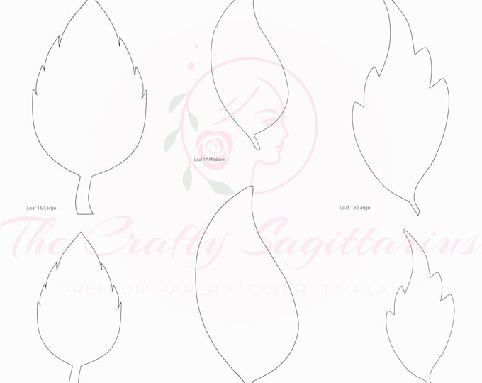 PDF Set 6 Leaves 3 different styles, 2 different Sizes Easy to Trace n Cut Greenery Pattern For your Paper Flowers and set: Instant Download