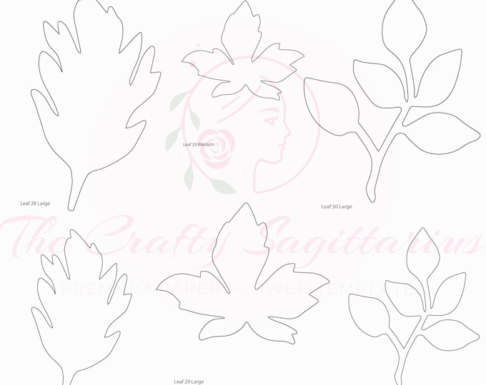 PDF Set 10 Leaves 3 different styles, 2 different Sizes Easy to Trace n Cut Greenery Pattern For your Paper Flowers & set: Instant Download
