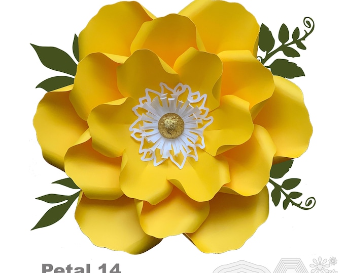 PDF Petal 14 DIY Paper Flowers Printable Template Comes with Flat Centers Round & Hexagonal Base Instant download Paper Flower Template kit