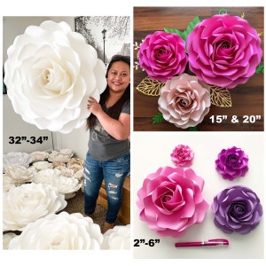 PDF Rose 6 Family Printable Trace & Cut Files create unlimited 2" to 34" Roses various sizes paper flowers stencil not for cutting machines