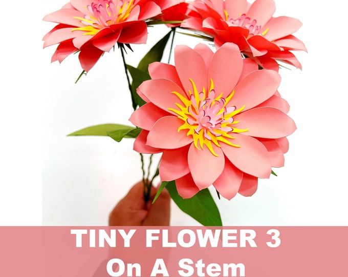 Tiny Flower 3 on a Stem Paper Flower Template; Complete Set, for Paper Flower Arrangements and Paper Flower Bouquet, Diy in SVG PNG DXF Tiff