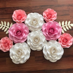 SVG COMBO of Small and Mini Rose Paper Flower Template DIY Cricut and Silhouette machines ready Center Bud included 8-9&quot; and 5-6&quot;