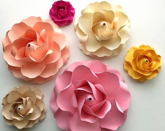 Paper Flowers - PDF Tiny Rose #1 Paper Flower - 6 Different sizes -Trace and Cut Stencil: 2.25" - 8" inches From The Crafty Sagittarius