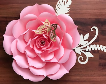 Paper Flowers -Paper Flowers - SVG Petal #93 Rose Template- DIY Cricut and Silhouette machines ready-Center Bud included (19-21")