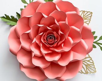 PDF Petal 36 Paper Flowers template w/ Rose Bub Center, printable for Cut & Trace Stencil  DIY 19-23 inches Rose for wedding backdrop decor