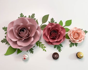 SVG CUT FILES of Small Mini & Nano Rose Paper Flower Template DiY Cricut and Silhouette machines ready Center Bud included 8-9" and 5-6"